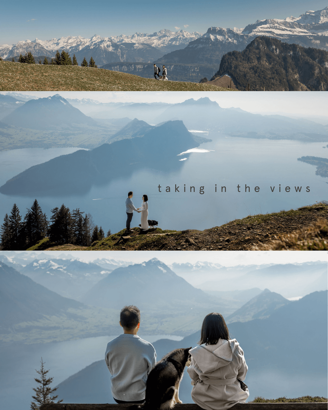Epic mountain landcape in the Swiss Alps as a backdrop for a dog Photoshoot with visitors from Singapore